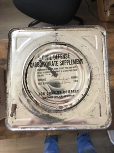 EMPTY Cold War Civil Defense Carbohydrate Supplement Hard Candy Tin Container - Picture 1 of 9