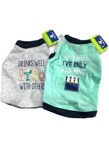 (2) Top Paw XSMALL Unisex Dog Shirt Funny Humor Drinks Well Beer Wine Grey - Picture 1 of 5