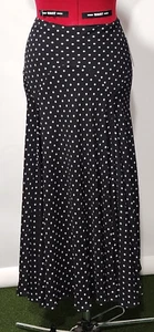 NWT Lauren Ralph Lauren Black Label Flare Black W/ White Polkadots Skirt Size 10 - Picture 1 of 7