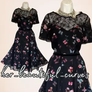 MONSOON BUTTERFLIES FLORAL PRINT WEDDING OCCASION PARTY DRESS SIZE 16 NEW - Picture 1 of 10