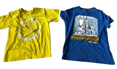 Pokémon And Minecraft Boys Tshirt Yellow Blue Size XSmall/small Lot Of 2 - Image 1 of 4