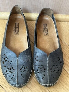 Pikolinos Jerez Womens Gray Leather Cutout Slip-On Shoes Size 37 US 6.5 - Picture 1 of 5