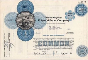 Stock certificate Westvaco Corporation 100 Shares blue State of Delaware - Picture 1 of 1