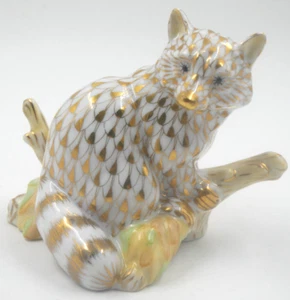 HERMOSO PATRÓN DE ESCALA DE PESCADO DE PORCELANA HEREND HÚNGARO DORADO 15854 MAPACHE 2004 - Imagen 1 de 5