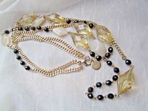 Vintage Marella marked Made in Italy Marella Light Yellow Glass Necklace Black - Picture 1 of 7