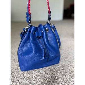 Claudia Firenze Bucket Bag Genuine Leather Made in Italy royal Blue - Picture 1 of 12
