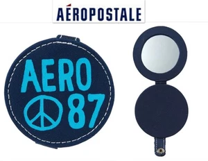 Neu mit Etikett Aeropostale runder blau/aqua Druckknopfverschluss Spiegel super süß neu!!! - Bild 1 von 3