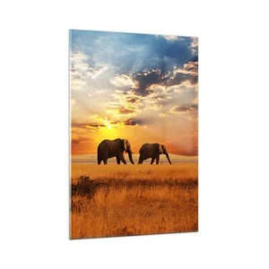 Impression sur Verre 70x100cm Tableaux Image Les éléphants Safari jungle buisson - Foto 1 di 10