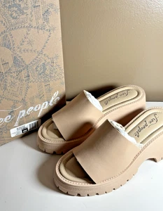 New Free People Winona Wedge Sandal Pearl Sand Size 40 - Picture 1 of 10
