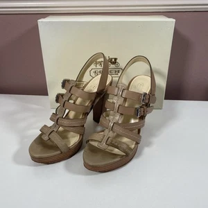 Coach Women's Shoes Alie Semi Matte Calf Leather Ash UK Size 5 M A3554 Heels - Picture 1 of 5