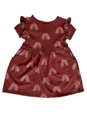 Vestido Garanimals, Granate Sólido con Arco Iris Multicolor, Niño Pequeño Talla 2T Foto 1 de 4