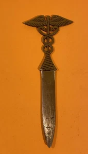 Apri lettere caduceo vintage in ottone massiccio - Foto 1 di 3
