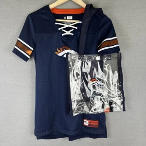 Denver Broncos Women's Jersey Top Size Small NFL Apparel Plus Bag Earrings - Picture 1 of 16