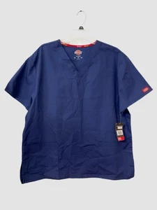 Dickies Scrubs Large EDS Signature V Neck Top Free Shipping! Navy Blue - Picture 1 of 5