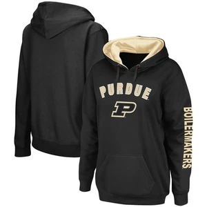 Women's Colosseum Black Purdue Boilermakers Loud and Proud Pullover Hoodie - Picture 1 of 3