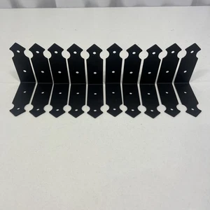 10x Black Antique Metal Corner Brackets 3.5" – Screws Included – Rustic Look - Picture 1 of 11