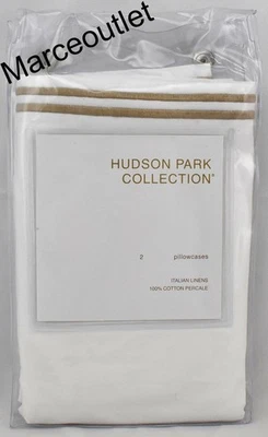 Fronhas Hudson Park Italian Linens algodão percal PADRÃO branco - champanhe - Imagem 1 de 4