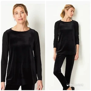 J.Jill Wearever Collection Black Velvet Plus Size Mixed Media Top Size 3X NWT - Picture 1 of 9