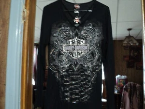 Harley Davidson Womens Black Stone Serpent light weight sweater Large New tag - Picture 1 of 3