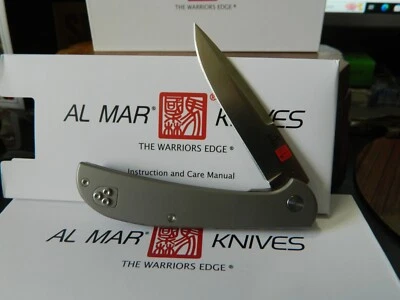 CUCHILLOS AL MAR 4" CERRADOS AMK4114 ULTRALIGEROS TITANIO FRAMELOCK HOJA D2 *HALCÓN* Foto 1 de 4