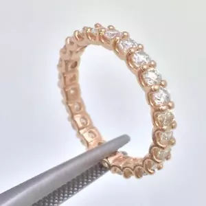 14k Pink Rose Gold 1.20ct Diamond Eternity Wedding Band Stackable Ring Size 6 - Picture 1 of 7