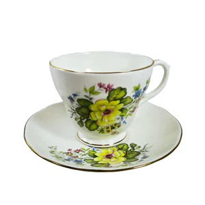 Vintage DUCHESS Bone China ENGLAND Tea Cup & Saucer Floral Gold RHONA #400 - Picture 1 of 10