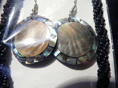 Kette Muschelkette Muschel Herzform Indio Hippie Boho Vintage Ohrringe Perlmutt - Bild 1 von 4