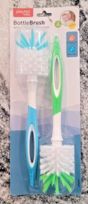 Paquete de 2 cepillos para biberones Playtex con limpiador de pezones verde/azul - sellado de fábrica Foto 1 de 2