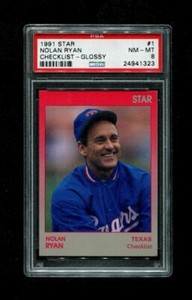 1991 NOLAN RYAN STAR #1 CHECKLIST GLOSSY PSA 8