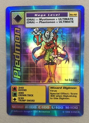 Piedmon Digimon Digi Battle 1st Edition Foil BO-42 1999 Bandai CCG Card - Image 1 of 2