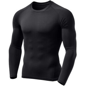 Men's Compression Shirts Long Sleeve Workout Gym T-Shirt Cool Sports Undershirts