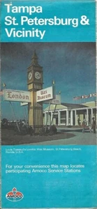 1977 AMOCO Wax Museum Road Map TAMPA ST. PETERSBURG Florida Clearwater Sarasota - Imagen 1 de 4