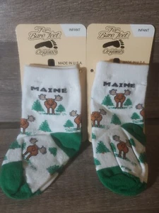 2 PAIR Maine Moose Print Socks Size Infant 0-3 NEW - Picture 1 of 3