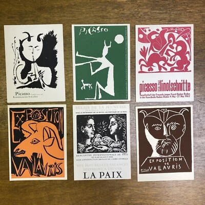 Juego de 6 tarjetas de exposición Picasso vintage de pantalla de seda gráfica Foto 1 de 4