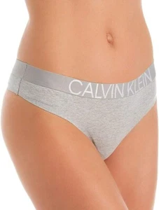 NWT! CALVIN KLEIN Women's Sz L Statement 1981 Logo Thong QF5179 Heather Gray - Picture 1 of 8