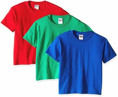 Paquete de 3 camisetas Jerzees Youth Crew, Royal/True Red/Kelly, pequeñas pequeñas Foto 1 de 2