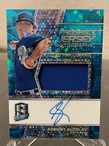 2019 Panini Chronicles Spectra Prospect Jersey Neon Blue /49 Adbert Alzolay Auto