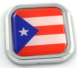 Puerto Rico Flag Square Chrome rim Emblem Car 3D Decal Badge Bumper sticker 2" - Imagen 1 de 8
