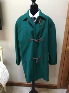 VINTAGE WOOL TOGGLE BUTTON GI GREEN DUFFEL COAT WHALE TOOTH BUTTONS - Picture 1 of 10