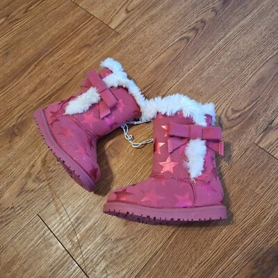 Okie Dokie, botas de invierno para niñas pequeñas, Hot Pink-Stars, talla 5, nuevas con etiquetas/caja original Foto 1 de 4