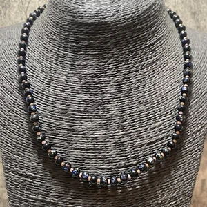 Collana di perle in vetro veneziano VINTAGE fine giornata nera 48 cm retrò kitsch - Foto 1 di 8