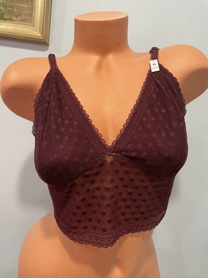 ▐VICTORIA SECRET PINK ▐  lace Flocked Polka Dot Lace Bralette NEW XL - Image 1 of 4