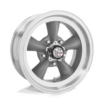 15x10 American Racing VN105 TORQ THRUST D Gray Mach Lip Wheel 5x4.75 (-44mm) - Image 1 of 4