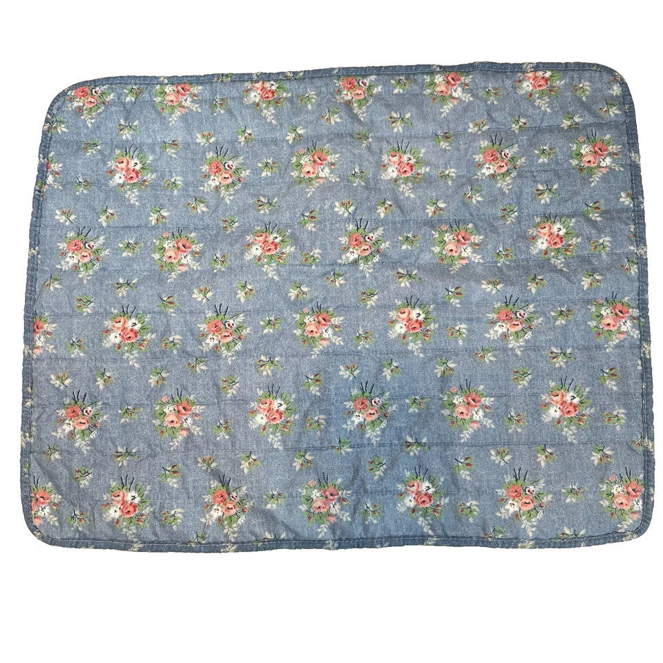 Almohada acolchada reversible floral Shabby Chic 21"x27" azul rosa Cottagecore Foto 1 de 4