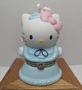 Adorable Hello Kitty Trinket Box Ornament Porcelain Sanrio 2005 Blue Dress - Picture 1 of 13