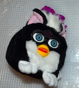 Vtg Furby Keychain Pouch Plush Tuxedo Blue Eyes 1999 Tiger Electronics NWT - Picture 1 of 3