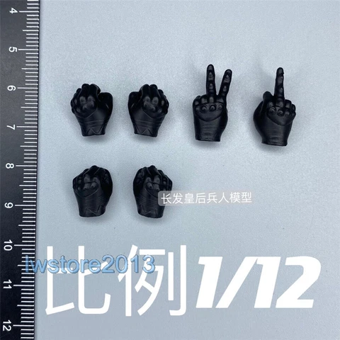 3 pairs 1:12 Black Hands Fist Model Props For 6inch Male Action Figure Body Toys Cover
