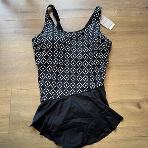 Amoena Asian Garden Sarong Swimsuit One-Piece Mastectomy Black White Size 20C - Picture 1 of 11