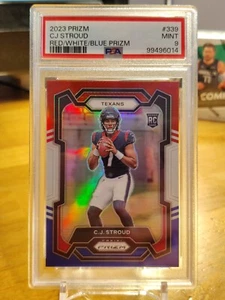 C.J. CJ STROUD 2023 PRIZM RED/WHITE/BLUE RWB ROOKIE RC #339 PSA 9 MINT! TEXANS__ - Picture 1 of 2