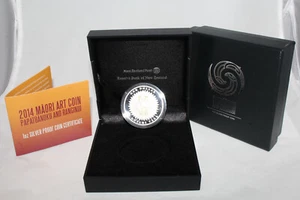 2014 New Zealand Silver 1 Oz 999 Papatuanuku Ranginui $1 Proof Gold Plated Coin - Picture 1 of 3